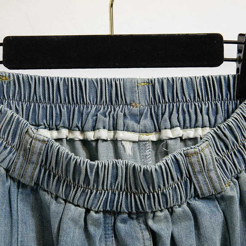 Saia Midi Jeans com Botões Frontais