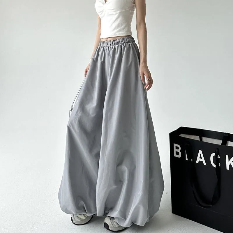 Calça Pantalona Ampla com Cintura Elástica