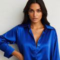 Camisa Acetinada Rosa Feminina Elegante