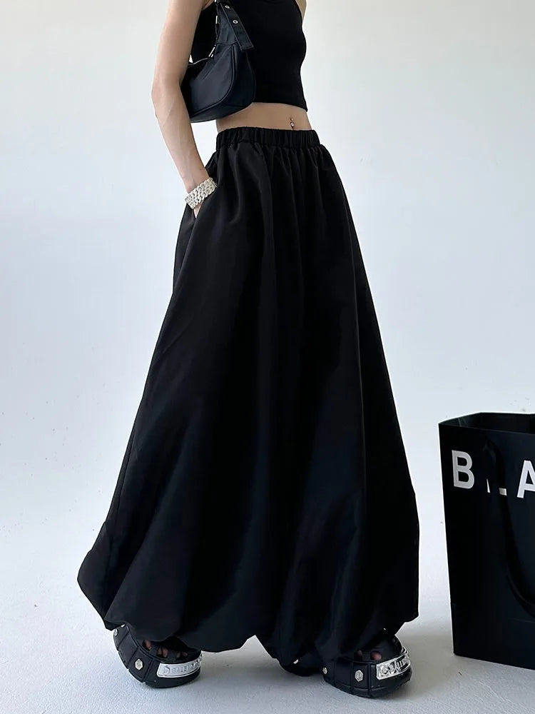 Calça Pantalona Ampla com Cintura Elástica