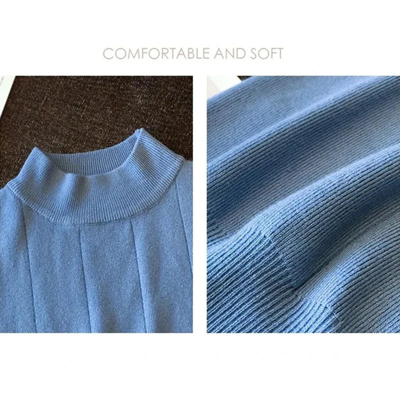 Blusa Feminina de Tricô Sem Manga com Gola Alta