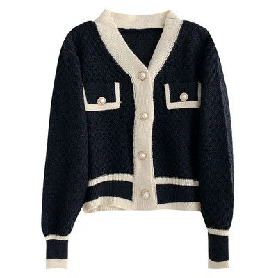 Cardigan de Tricô com Botões Perolados