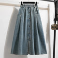 Saia Midi Jeans com Botões Frontais