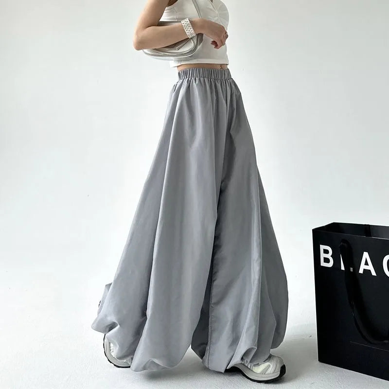 Calça Pantalona Ampla com Cintura Elástica